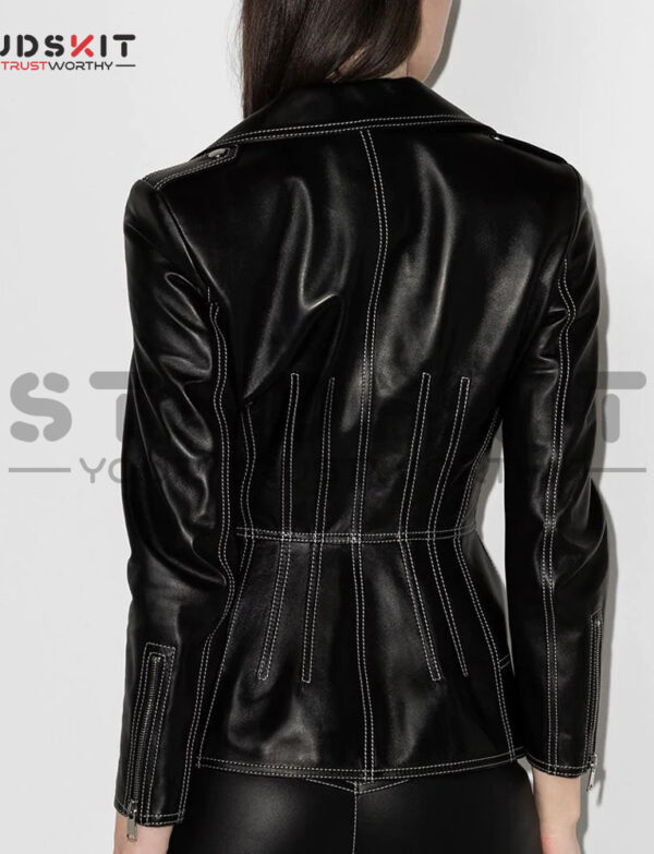 Alexander McQueen Contrast Stitching Lambskin Biker Fashion jacket