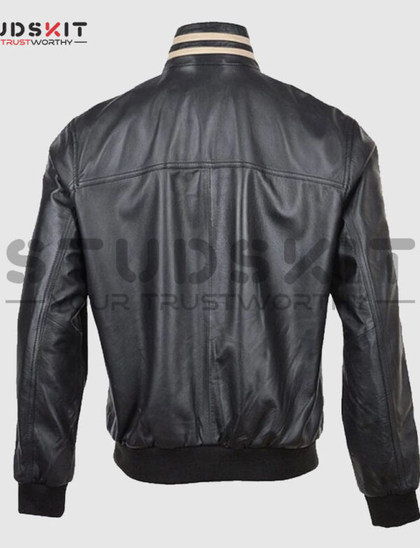 Ashwood Striped Collar Leather Bomber Jacket