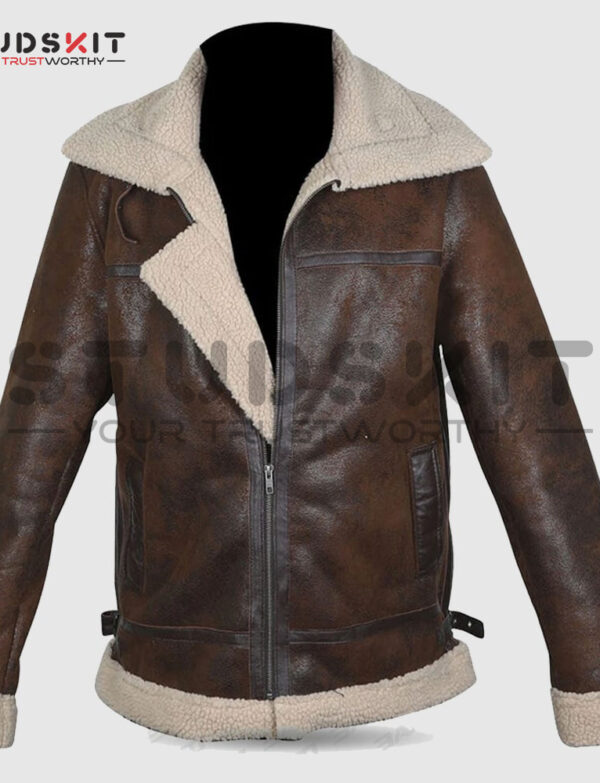 Brown B3 Shearling Sheepskin WW 2 Bomber Leather Jacket