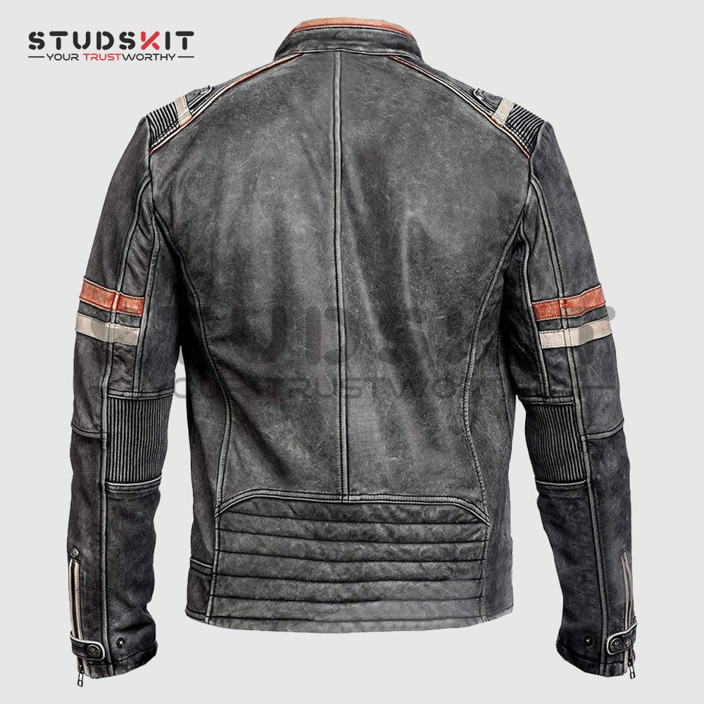 Cafe Racer Retro Distressed Leather Jacket – Motorcycle Vintage Leather Jacket Men