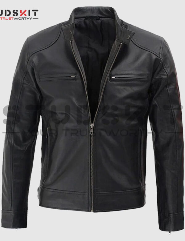 Dodge Black Leather Jacket Men’s