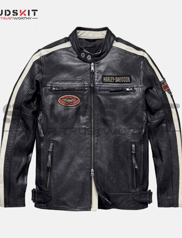Harley Davidson Command Mens Motorcycle Mid-Weight Leather Jacket