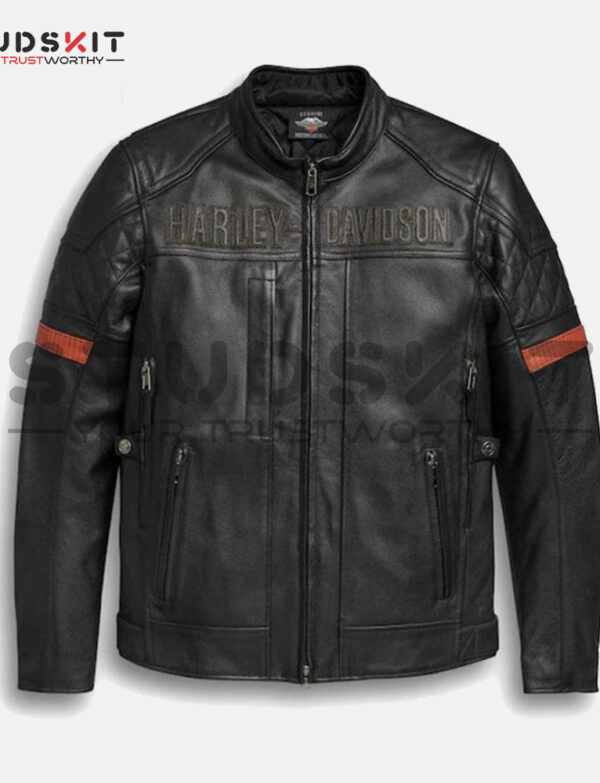 Harley Davidson Men’s Vanocker Waterproof H-D Triple Vent System Leather Jacket