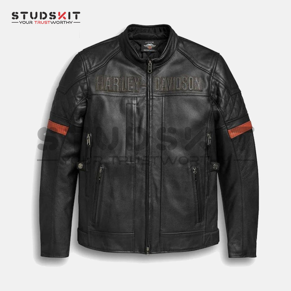 Harley Davidson Men’s Vanocker Waterproof H-D Triple Vent System Leather Jacket