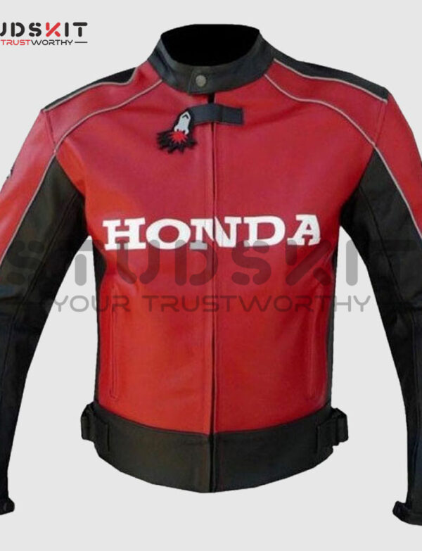 Honda Red Unique Wing Motorcycle Racing MotoGP Leather Jacket