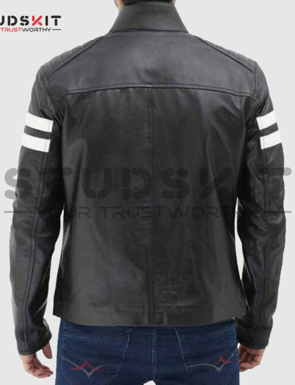 Men Black Lambskin Retro Leather Jacket Men Slim Fit Biker Style Jacket