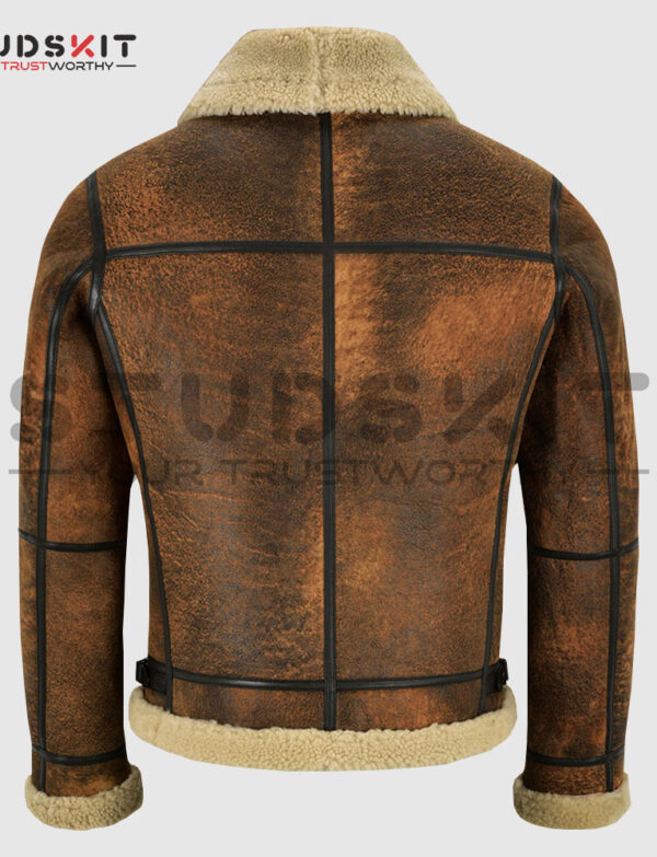Men Distressed Brown Shearling Jacket