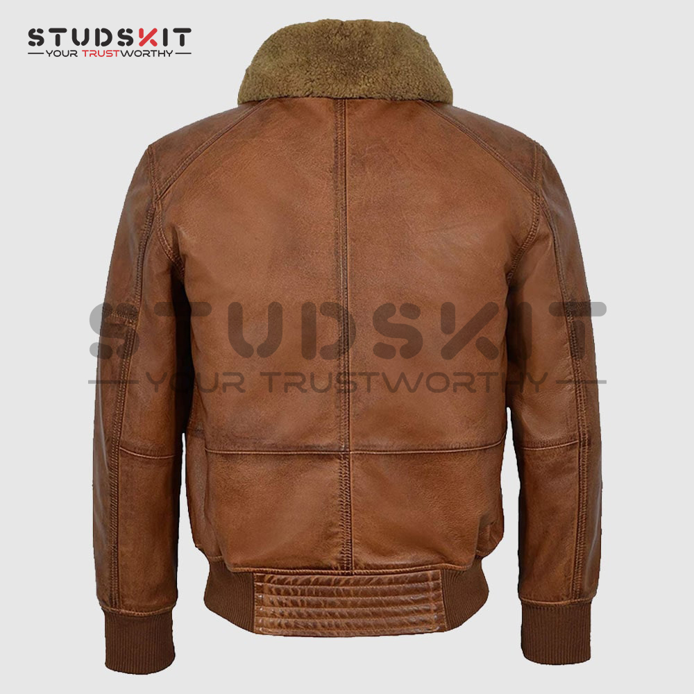 Men’s AIR Force Fur Collar Bomber jacket - Studs Kit Jackets Shop