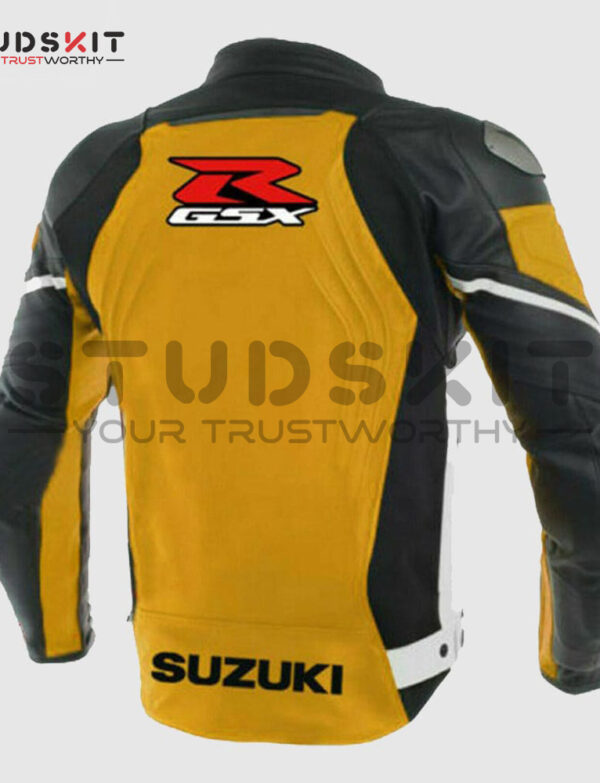 Men’s Suzuki GSXR Yellow Leather Motorcycle MotoGP Racing Jacket