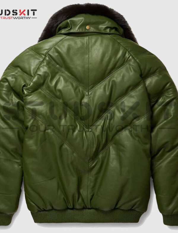 Stylish Design V-Bomber Leather Jacket For Men
