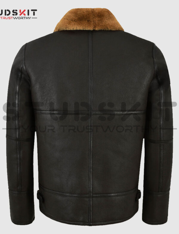 Traditional Black Shearling Jacket For Men