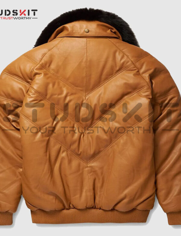 V-Bomber Leather Jacket Brown For Men