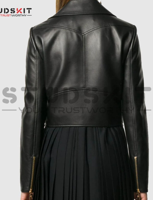Versace Zipped Leather Cropped Biker Jacket Fashion Jacket