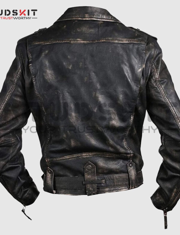 Vintage Cafe Racer Distressed Black Leather Jacket