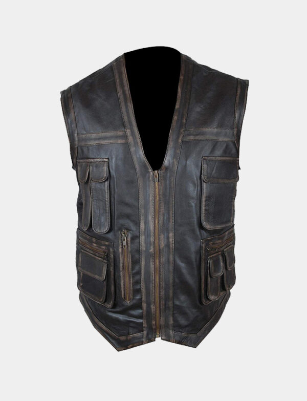 Distressed Genuine Leather Jurassic World Chris Pratt Owen Grady Vest