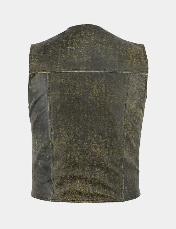 Men’s Fashion Distressed Real Leather Biker Vest