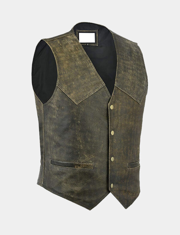 Men’s Fashion Distressed Real Leather Biker Vest