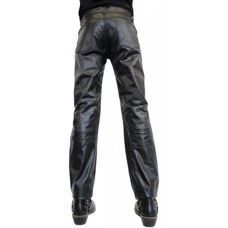 Classic Fashion Genuine Soft Black Leather Pants for Men