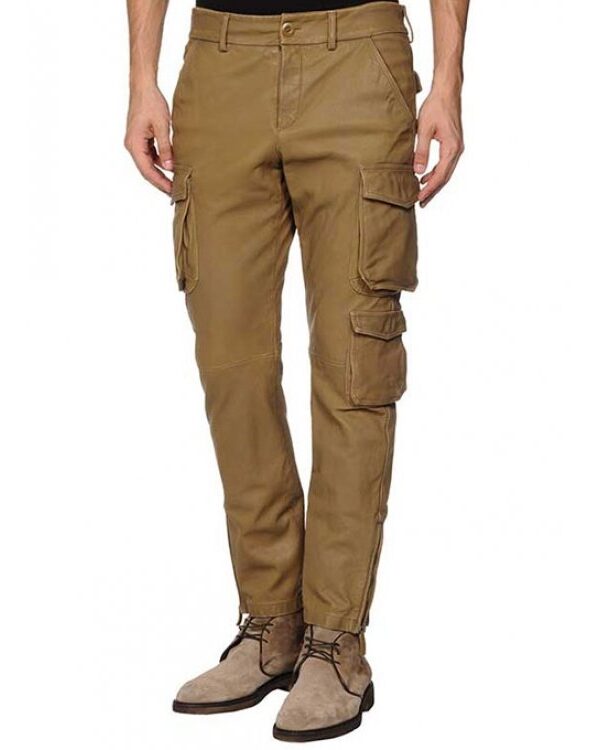Custom Made Genuine Soft Pure Leather Cargo Pants for Men