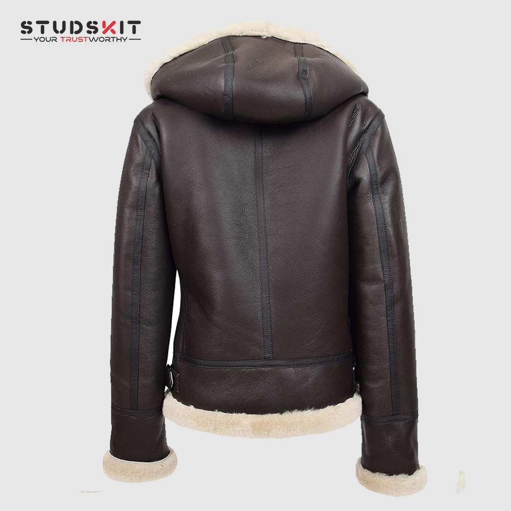 Women hooded Leather Jacket