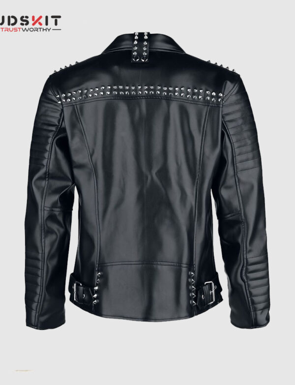 Black Leather Studded Jacket For Men