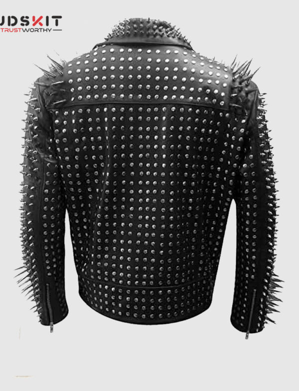 Black Elegant Studded Leather Jacket
