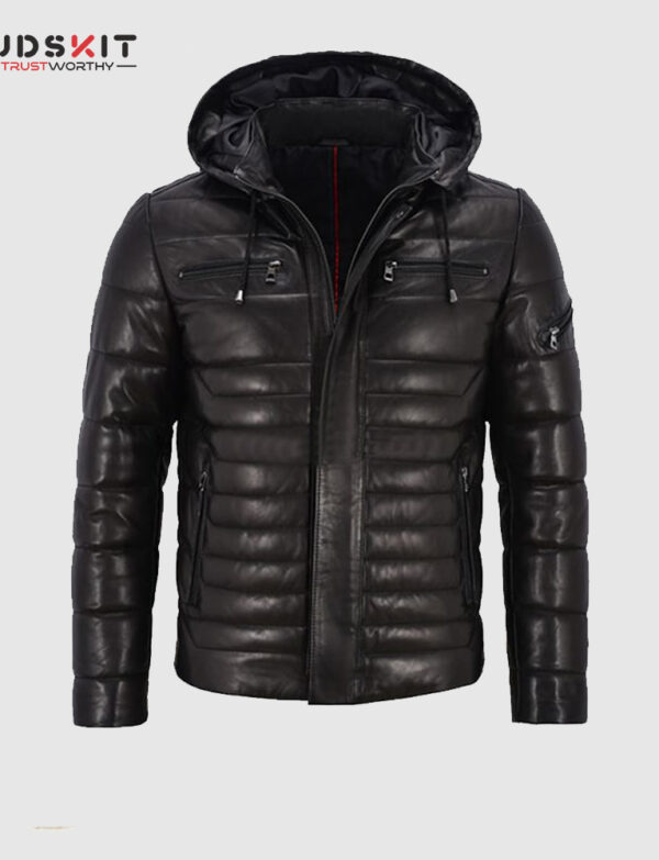 Leather Puffer Jacket For Men