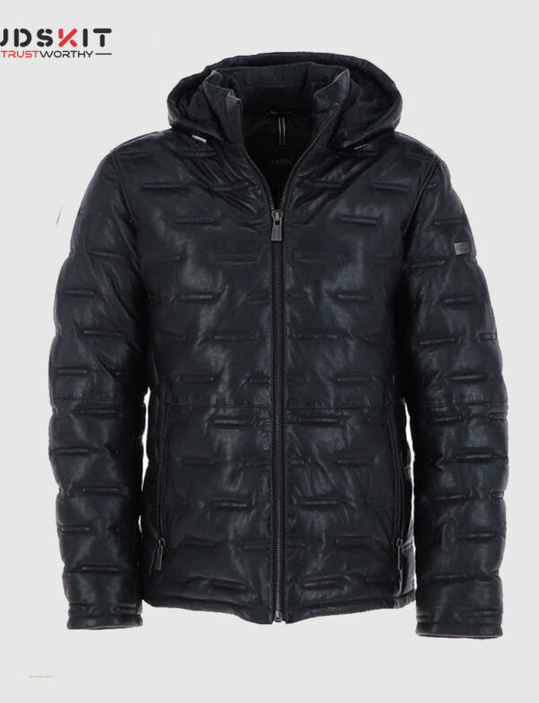 Black Men leather puffer For winters